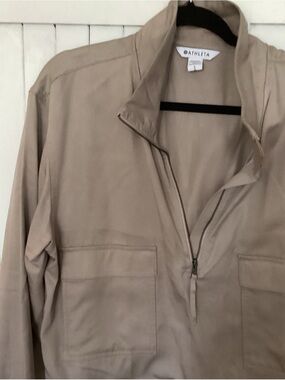 Athleta Beige Tan Half-Zip Utility Jacket